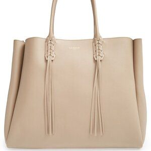 Lanvin Luxury Tassel Fringed Shopper Tote Calfskin bag Beige